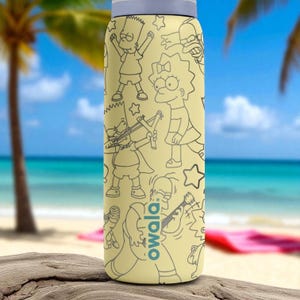 Engraved Yellow Cartoon Tumbler – Owala Water Bottle with Bold Character Design – 16oz 24oz 32oz 40oz image 10