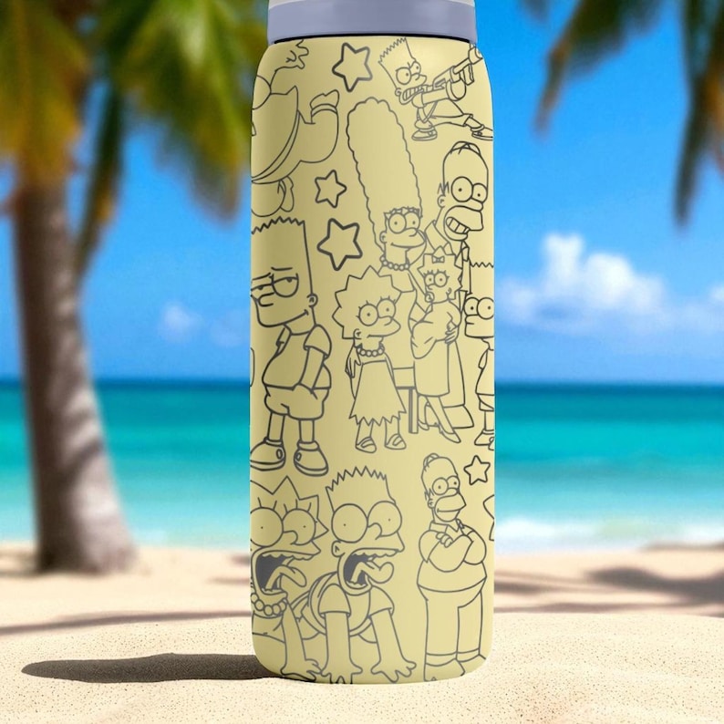 Engraved Yellow Cartoon Tumbler – Owala Water Bottle with Bold Character Design – 16oz 24oz 32oz 40oz image 9