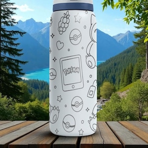 Snorlax Pokémon Owala Bottle – Engraved Character Wrap Design – Stainless Steel Cup 16oz 24oz 32oz 40oz image 9