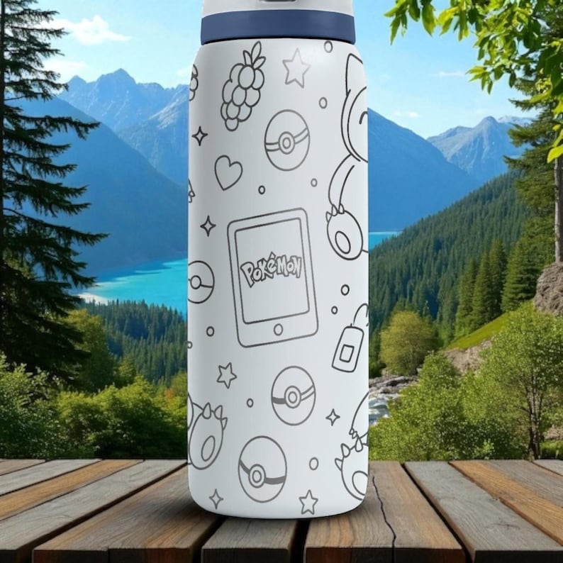 Snorlax Pokémon Owala Bottle – Engraved Character Wrap Design – Stainless Steel Cup 16oz 24oz 32oz 40oz image 9