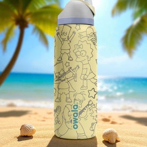 Engraved Yellow Cartoon Tumbler – Owala Water Bottle with Bold Character Design – 16oz 24oz 32oz 40oz image 8