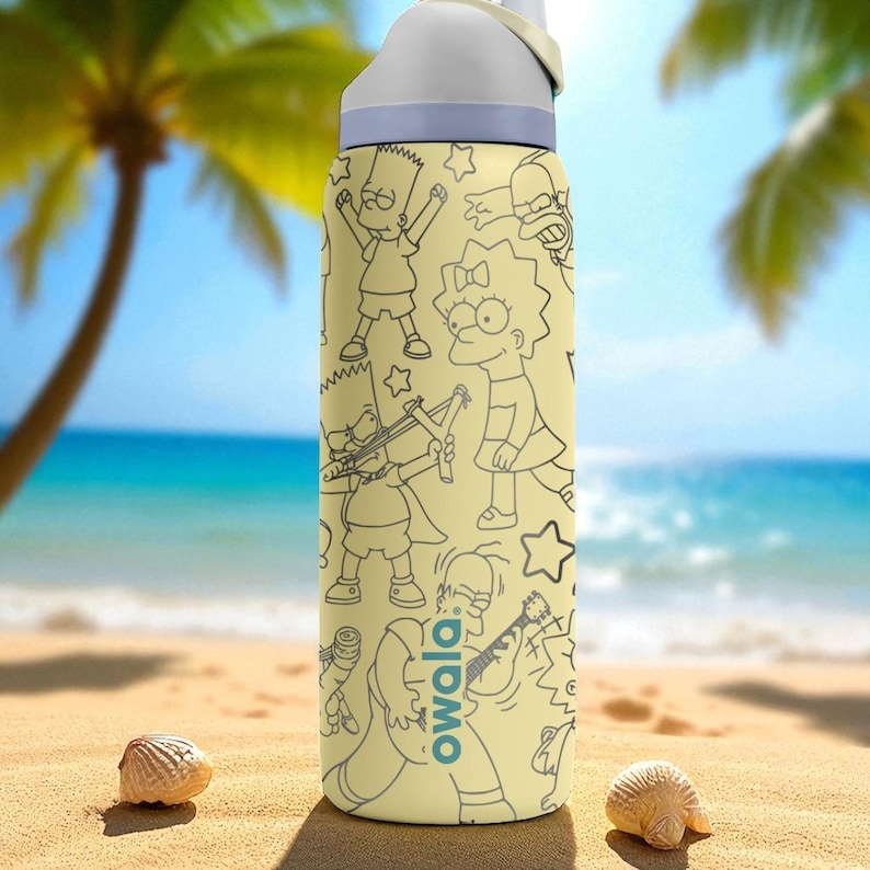 Engraved Yellow Cartoon Tumbler – Owala Water Bottle with Bold Character Design – 16oz 24oz 32oz 40oz image 8
