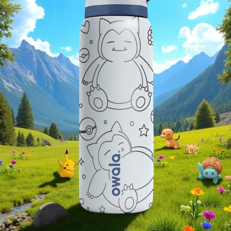 Snorlax Pokémon Owala Bottle – Engraved Character Wrap Design – Stainless Steel Cup 16oz 24oz 32oz 40oz image 10