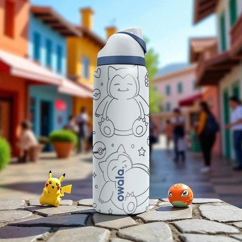 Snorlax Pokémon Owala Bottle – Engraved Character Wrap Design – Stainless Steel Cup 16oz 24oz 32oz 40oz image 6