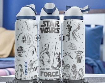 Star Wars Engraved Owala Bottle – Galactic Design with Iconic Characters – Stainless Steel Cup 16oz 24oz 32oz 40oz