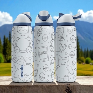 Snorlax Pokémon Owala Bottle – Engraved Character Wrap Design – Stainless Steel Cup 16oz 24oz 32oz 40oz image 1