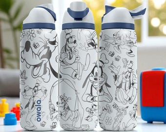 Goofy Owala Bottle – Engraved Disney Character Wrap Design – Stainless Steel Cup 16oz 24oz 32oz 40oz
