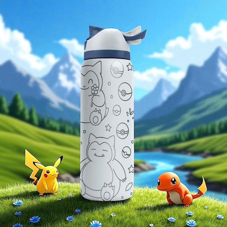 Snorlax Pokémon Owala Bottle – Engraved Character Wrap Design – Stainless Steel Cup 16oz 24oz 32oz 40oz image 8