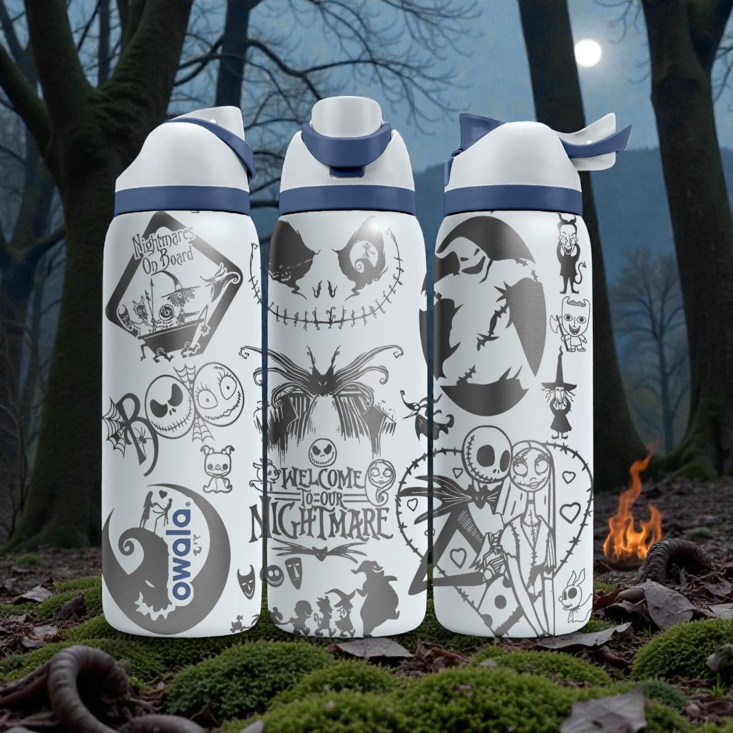 Nightmare Before Christmas Engraved Owala Bottle – Jack & Sally