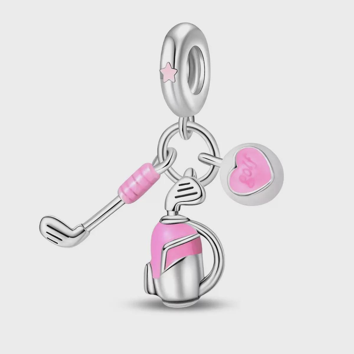 Golf Themed Pink & Silver Charm Bead - Fits Pandora Snake Chain Bracelets image 4