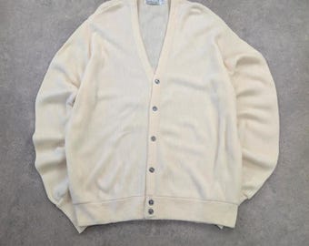 Vintage Cardigan Mens XL Cream Vintage 90s USA