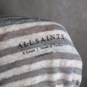 AllSaints Oversized Striped T-Shirt Extra Small Grey & White image 6