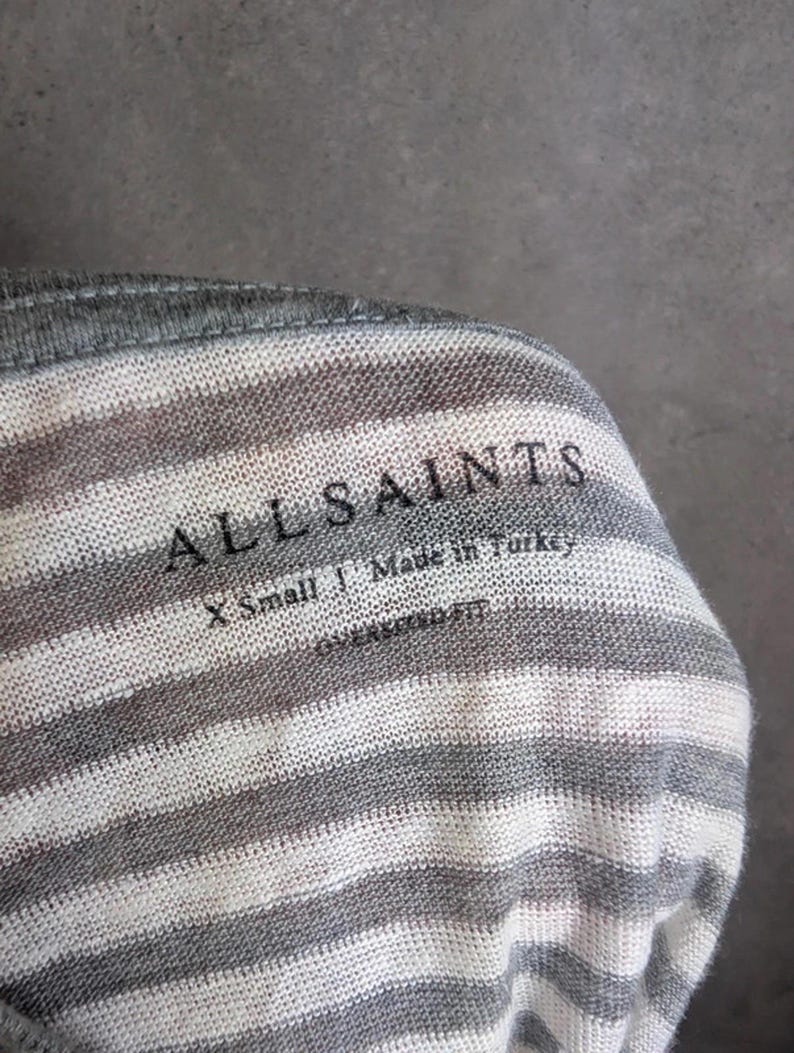 AllSaints Oversized Striped T-Shirt Extra Small Grey & White image 6