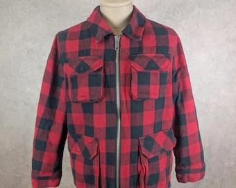 Dickies Buffalo Plaid Workwear Fleece Jacket Mens Medium Red Black Zip Up Check Lumberjack