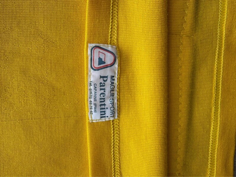 Vintage Cycling Jersey Men’s Small Yellow Del Tongo Colnago Short Sleeve Retro image 9