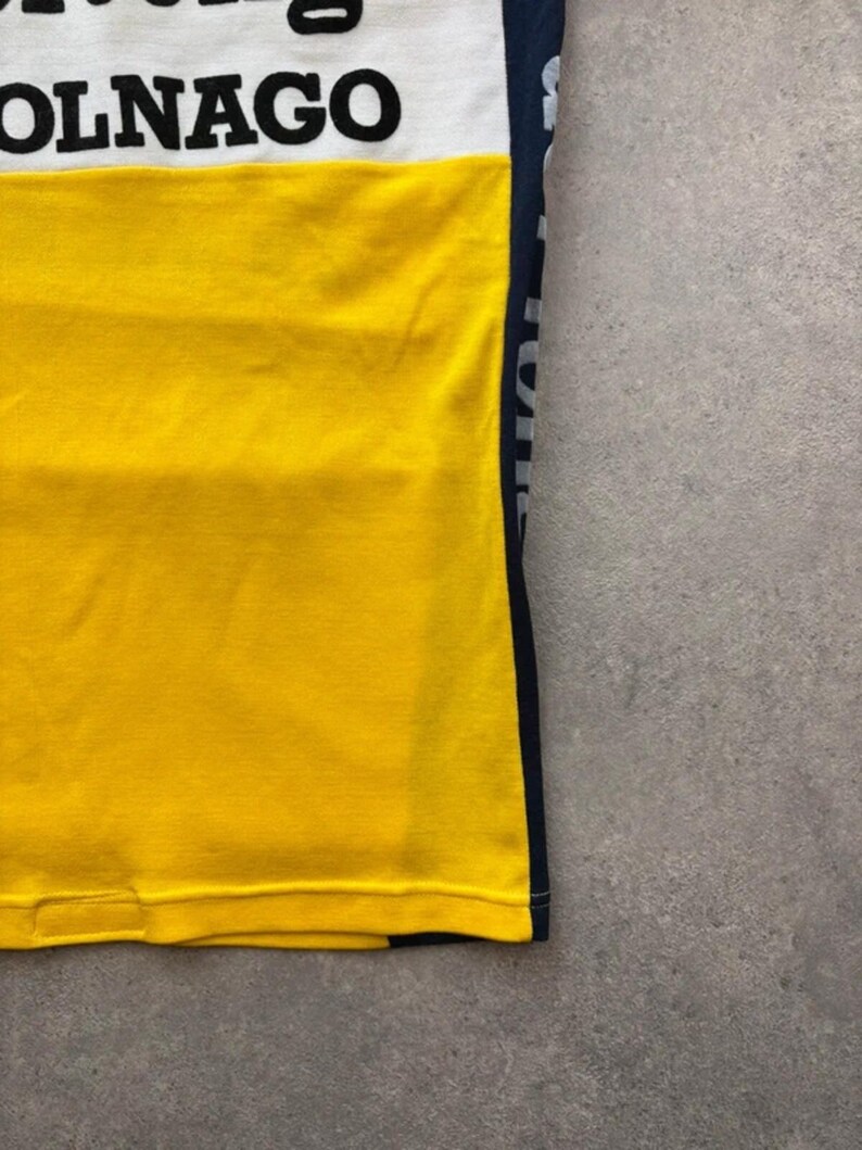Vintage Cycling Jersey Men’s Small Yellow Del Tongo Colnago Short Sleeve Retro image 3