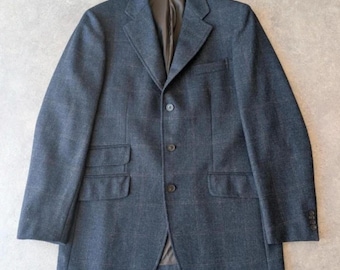 CP Company Blazer Men’s Large 42R Blue Check Wool Made In Italy Tailored Vintage