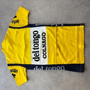Vintage Cycling Jersey Men’s Small Yellow Del Tongo Colnago Short Sleeve Retro image 10