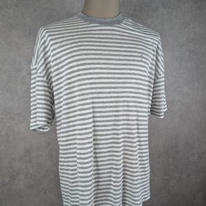 AllSaints Oversized Striped T-Shirt Extra Small Grey & White image 4