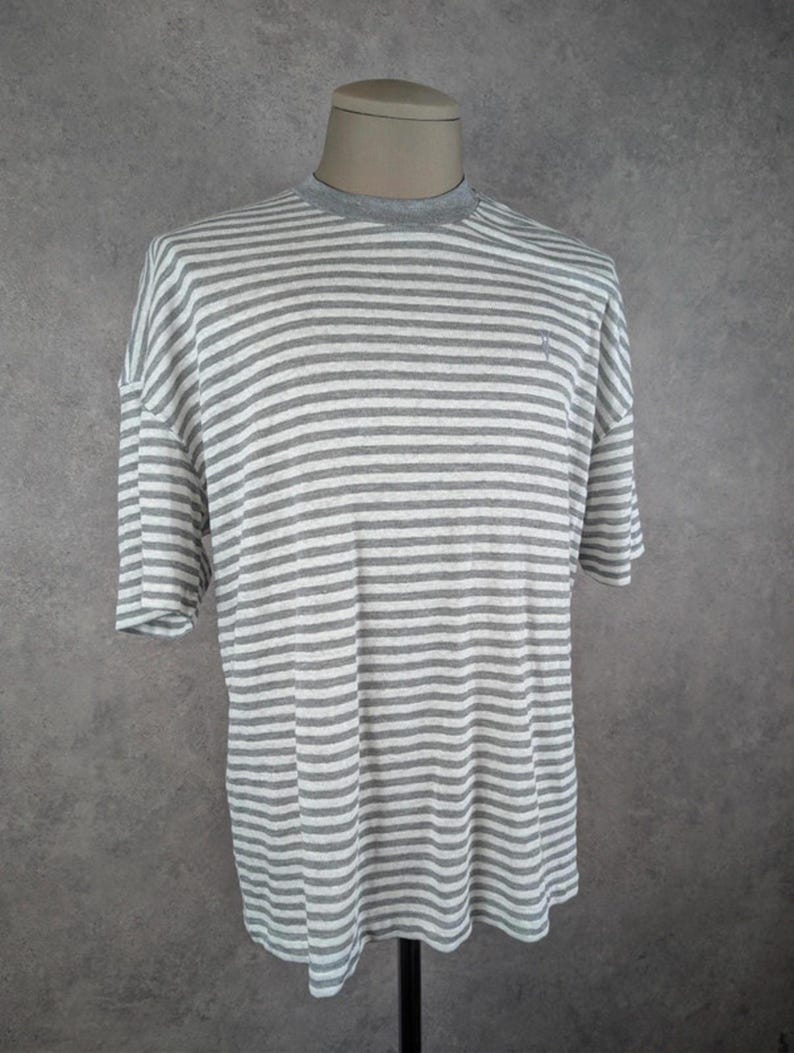 AllSaints Oversized Striped T-Shirt Extra Small Grey & White image 4
