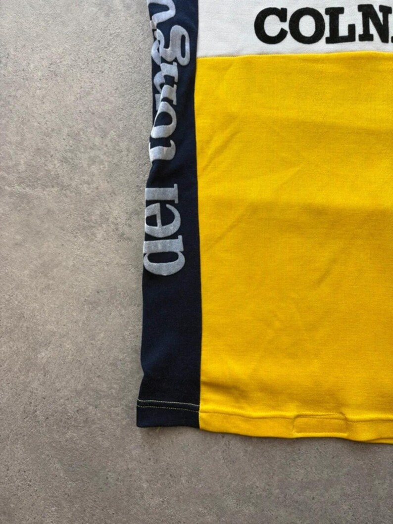 Vintage Cycling Jersey Men’s Small Yellow Del Tongo Colnago Short Sleeve Retro image 2