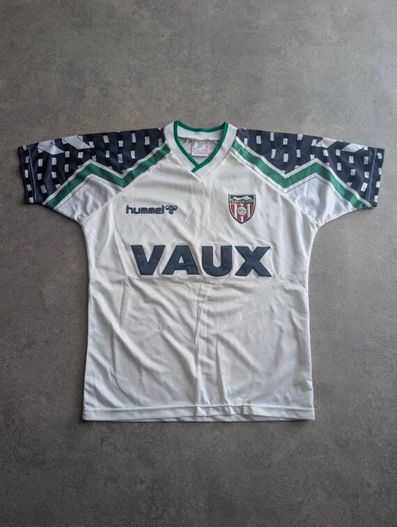 Vintage 1991 1994 Sunderland Football Shirt Boys Large White Away Hummel Vaux