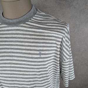 AllSaints Oversized Striped T-Shirt Extra Small Grey & White image 3