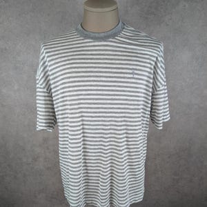 AllSaints Oversized Striped T-Shirt Extra Small Grey & White image 1