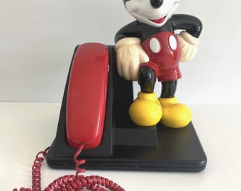 Teléfono antiguo de Mickey Mouse con botones | Teléfono antiguo de Disney Mickey de AT&T