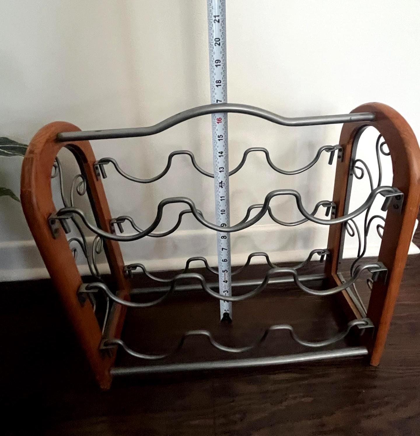 Wood & Metal Wine Rack, 9 Bottle Holder - Industrial Wood and Metal ...