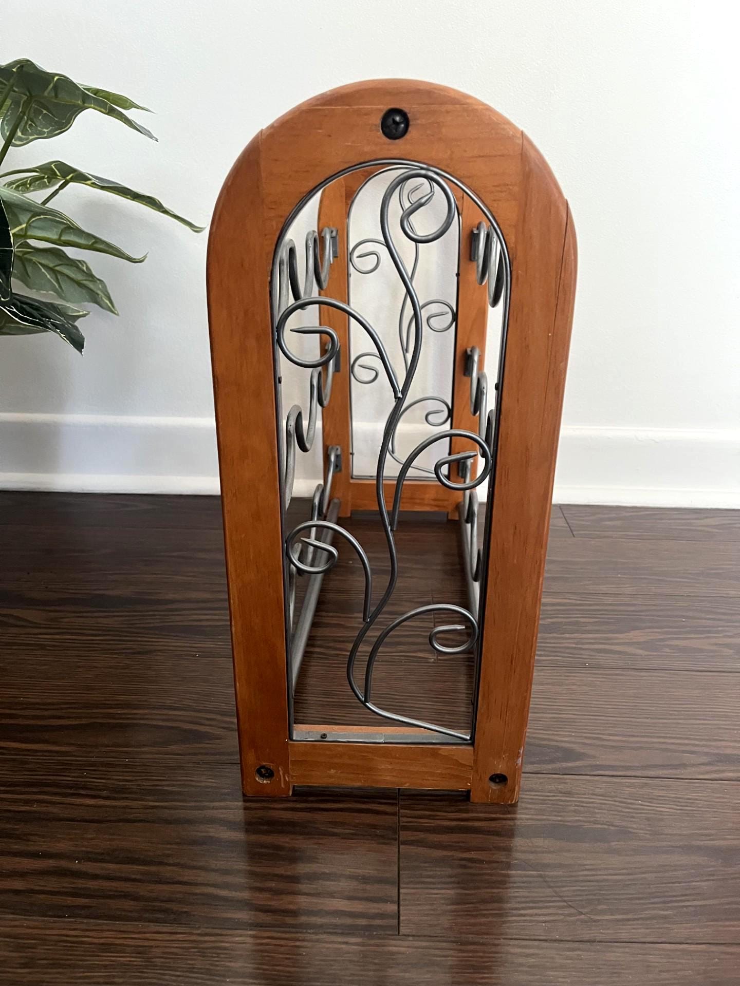 Wood & Metal Wine Rack, 9 Bottle Holder - Industrial Wood and Metal ...