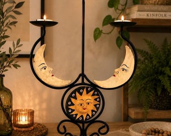 Vintage Sun & Moon Candle Holder / Chandelier