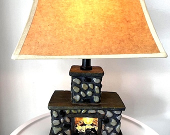 Lámpara de mesa estilo vintage con chimenea / Lámpara de mesa estilo vintage con chimenea