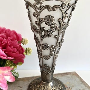 Art Nouveau Glass Vase With Metal - Etsy