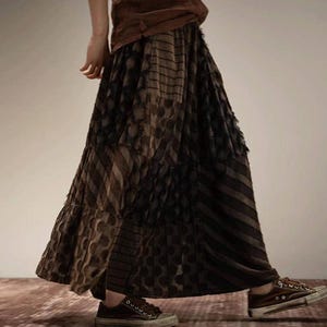 Damskie spódnice lniano-bawełniane w stylu vintage, luźna spódnica letnia, spódnice z kieszeniami zdjęcie 3