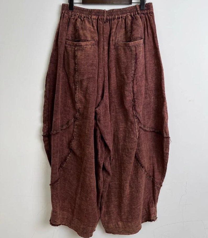 Women spring black Linen long Pants, Linen maxi pants, Elastic Waist Pants, pants for women, With Pockets Pants, casual linen pants image 9