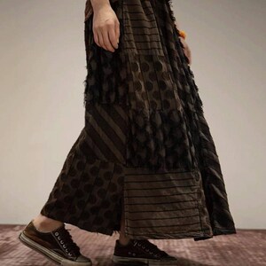 Damskie spódnice lniano-bawełniane w stylu vintage, luźna spódnica letnia, spódnice z kieszeniami zdjęcie 5