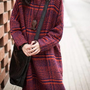 Wool Dress Women, Wool maxi dress, Oversized Dress, long Wool dresses, Wool robe, retro dress, Winter kaftan Dress image 5