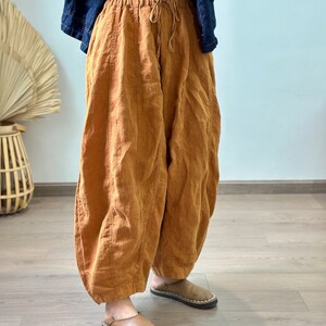 Women Linen pants, Linen Trousers, Linen casual pants, Elastic waist Pants, large size Linen pants, Long linen pants, Loose fit pants image 6