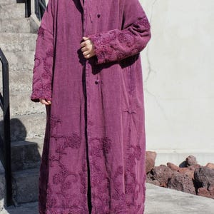 Women Loose Linen Maxi Winter Coats, Overcoats with Pockets, coat for women