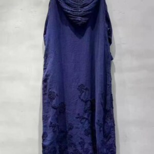 Women Linen Maxi Dress/ Spring Hooded Dresses/ vintage Dress with Pockets image 3