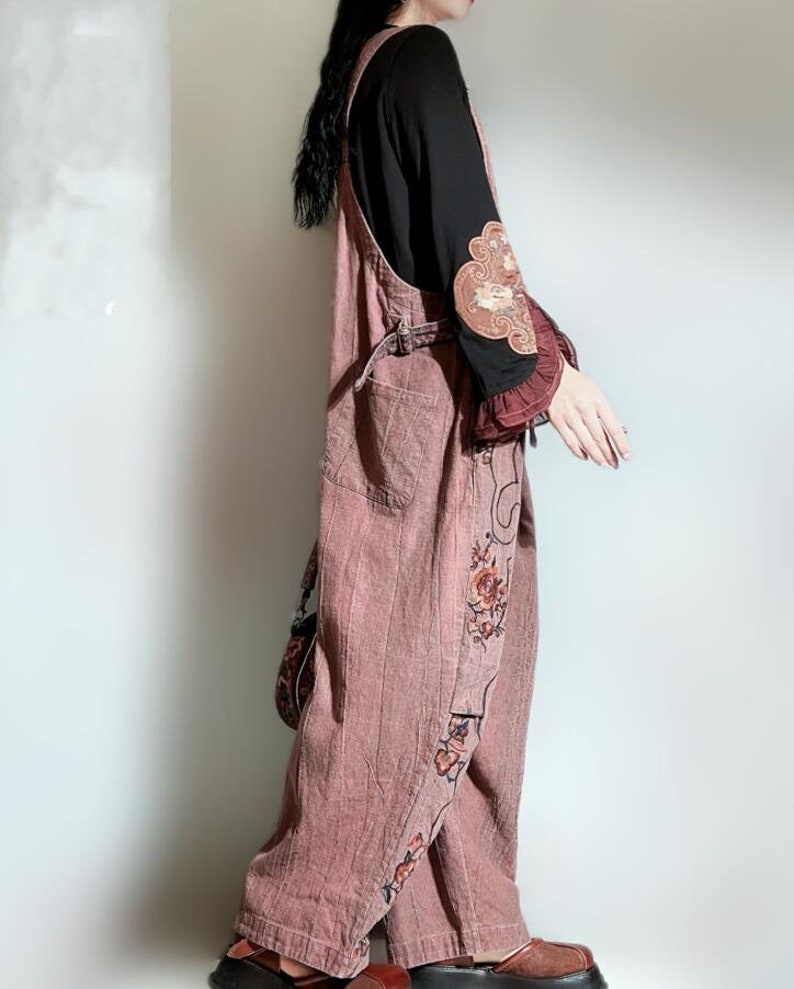 Spring Linen Maxi pants, pants for women, cotton jumpsuit, loose casual long pants, pants with Pockets, retro long jumpsuit image 3