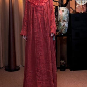 Womens Long Dresses, Linen Maxi Dress with Pockets, Vintage Loose Fit Autumn Dress image 3