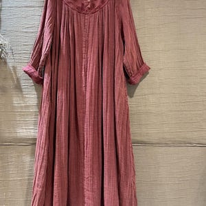 Red Linen Maxi Dress Vintage Style Loose Fit Autumn Dress