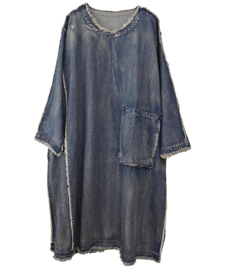 Women's Cotton Denim Dress Long Sleeve Dress Loose Denim Etsy