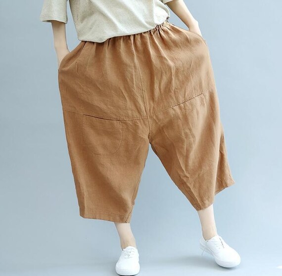 linen pants Women deep khaki Oversized pants linen pants | Etsy
