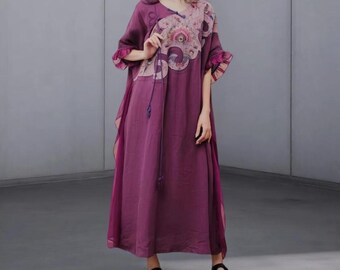 Women Linen Maxi Dress, Summer Oversized Dresses with Pockets