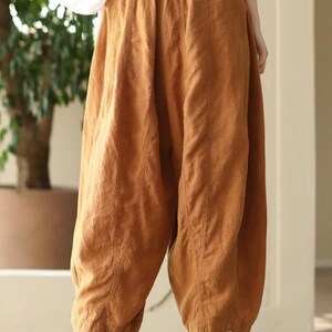 Women Linen pants, Linen Trousers, Linen casual pants, Elastic waist Pants, large size Linen pants, Long linen pants, Loose fit pants image 8