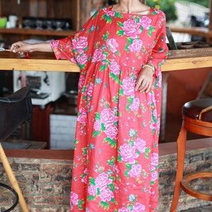 Summer dress for women, Red Loose Fitting Maxi Dresses, floral dress, bridal dress, Plus Size dress, long prom dress, boho dress summer image 3