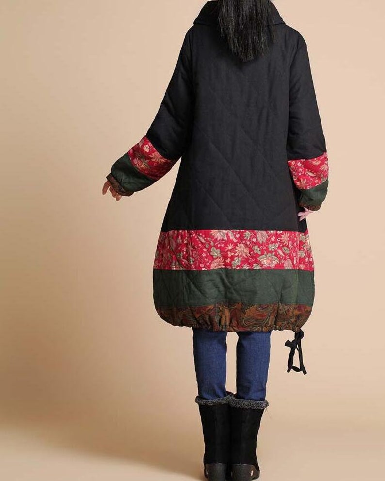Women Winter coat, loose fitting padded coat, Winter padded dress, Winter outerwear, coat with Pockets, Retro asymmetrical coat image 4